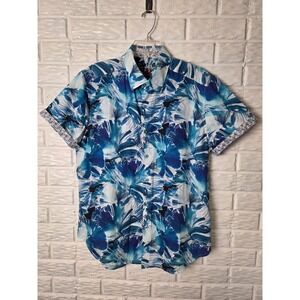 Robert Graham Short Sleeve Abstract Print Shirt Men's Large Blue Classic Fit